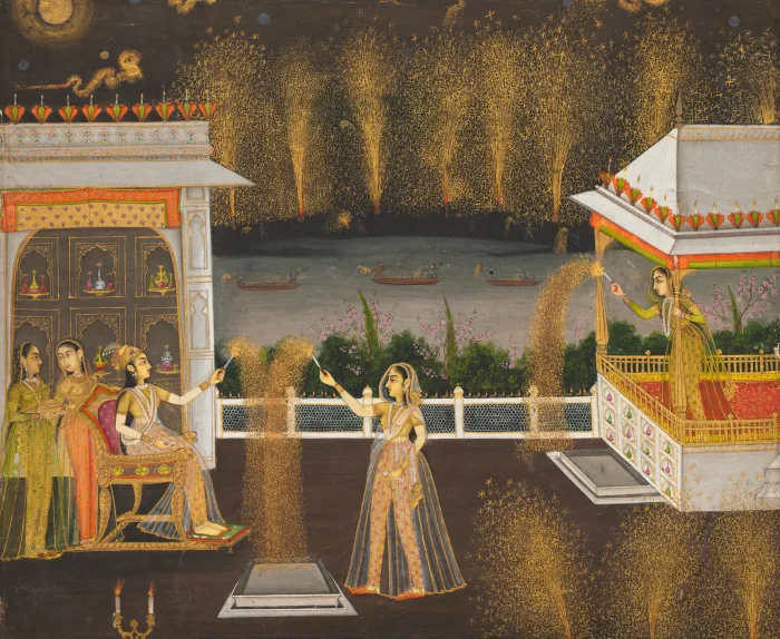 Royal Women Celebrating Diwali Canvas Print wall art print | PrintPosters.in